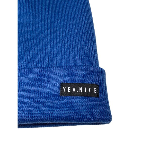 Yea.Nice Legend Knit Ocean Yale Blue Folded Beanie Hat Cap Winter Wear Warm Ski - Picture 2 of 3